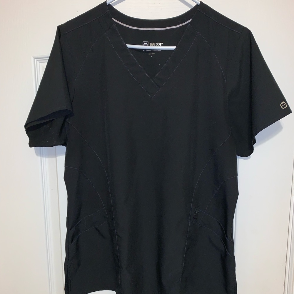 WonderWink Scrub Top Black with Pockets